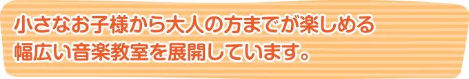 小さなお子様から大人の方までが楽しめる幅広い音楽教室を展開しています。