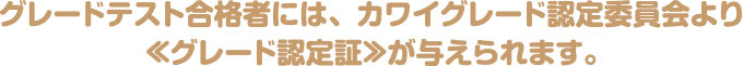 グレードテスト合格者には、カワイグレード認定委員会より≪グレード認定証≫が与えられます。